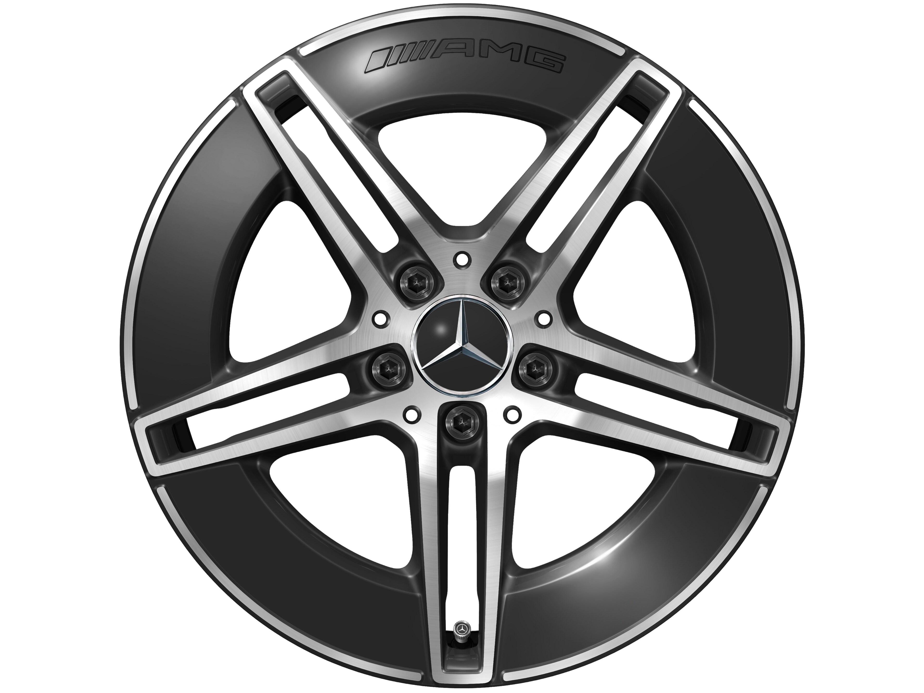AMG 5-Doppelspeichen-Rad, 18 Zoll, Felgenhorn, 8 J x 18 ET 44,9, schwarz, glanzgedreht