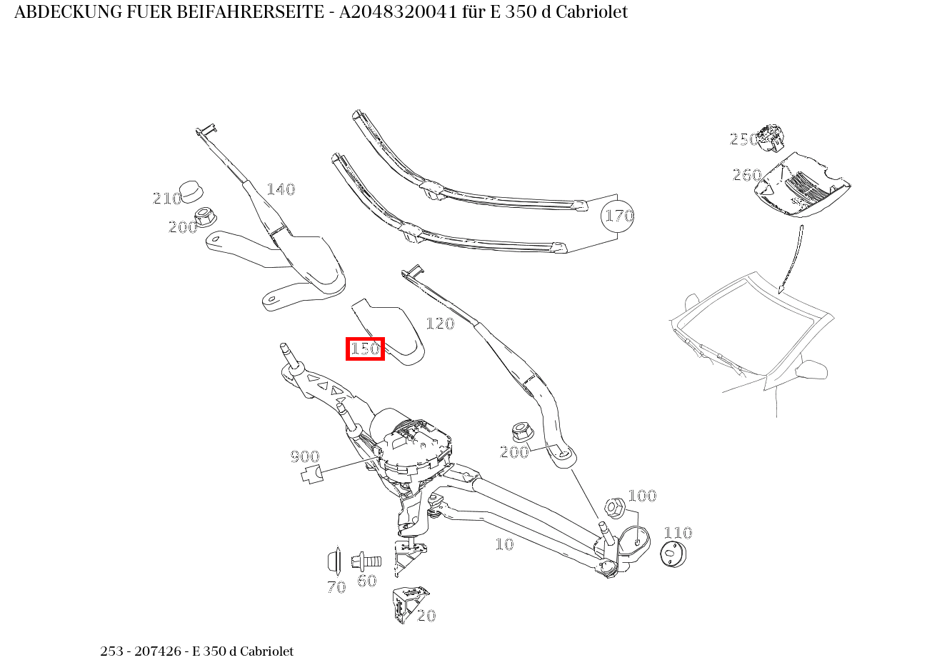 Abdeckung FUER BEIFAHRERSEITE E 350 d Cabriolet 253