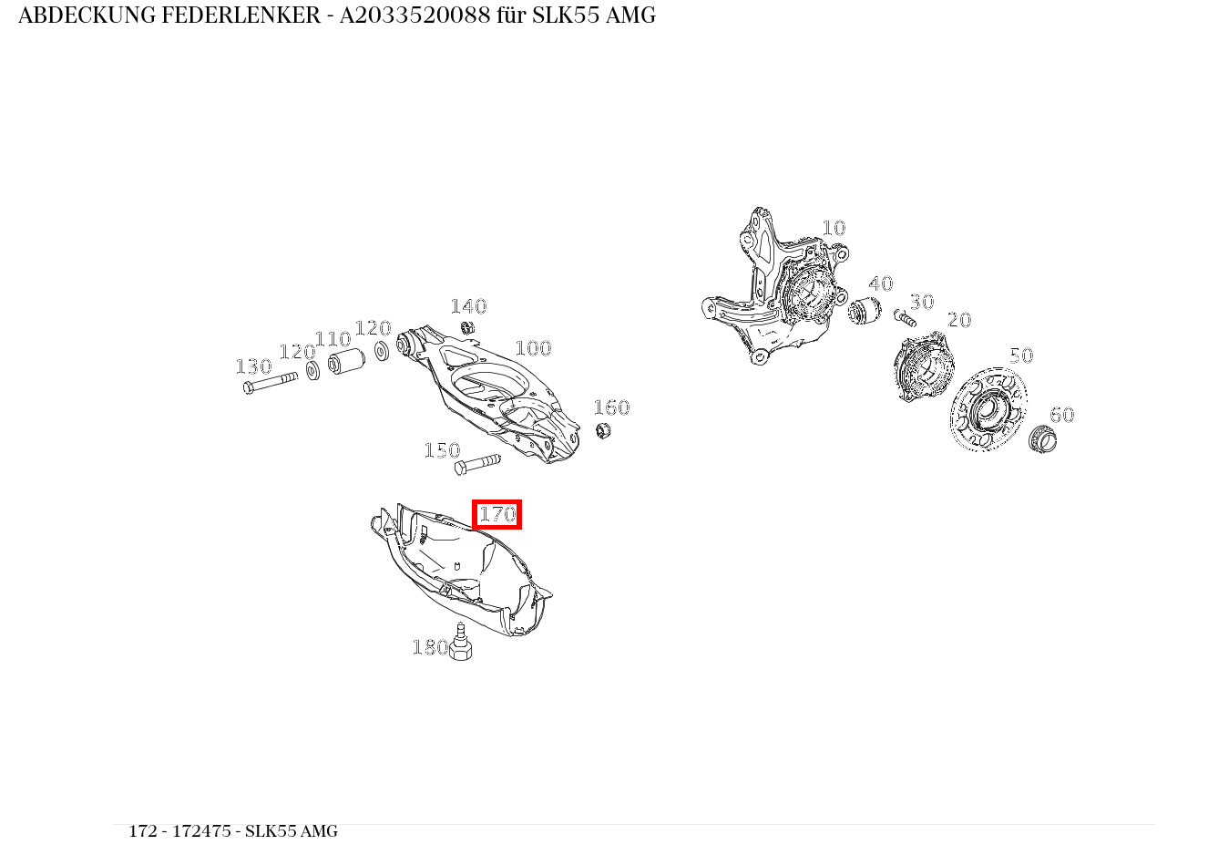 Abdeckung FEDERLENKER SLK55 AMG 172