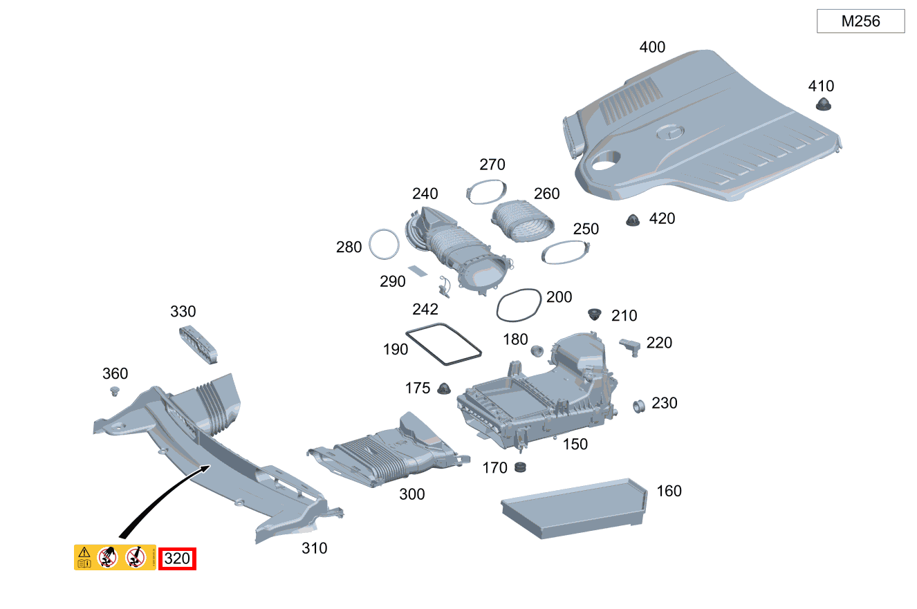 Hinweisschild Luftansaugung oben Mercedes-AMG CLS 53 4MATIC+ 257