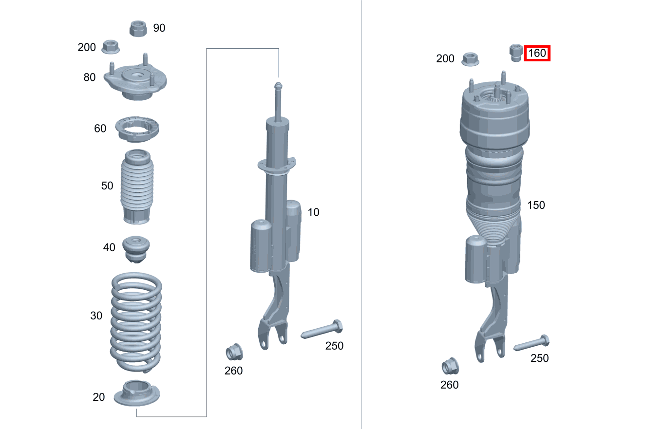 Anschlussstutzen DRUCKLEITUNG AN LUFTFEDER Mercedes-AMG GT 63 S E PERFORMANCE 290
