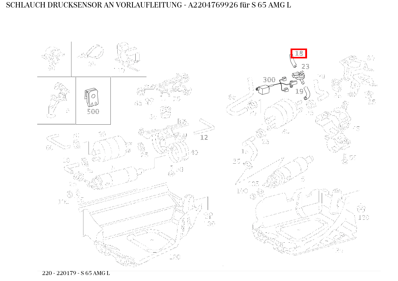 Schlauch DRUCKSENSOR AN VORLAUFLEITUNG S 65 AMG L 220 Schlauch DRUCKSENSOR AN VORLAUFLEITUNG S 65 AMG L 220