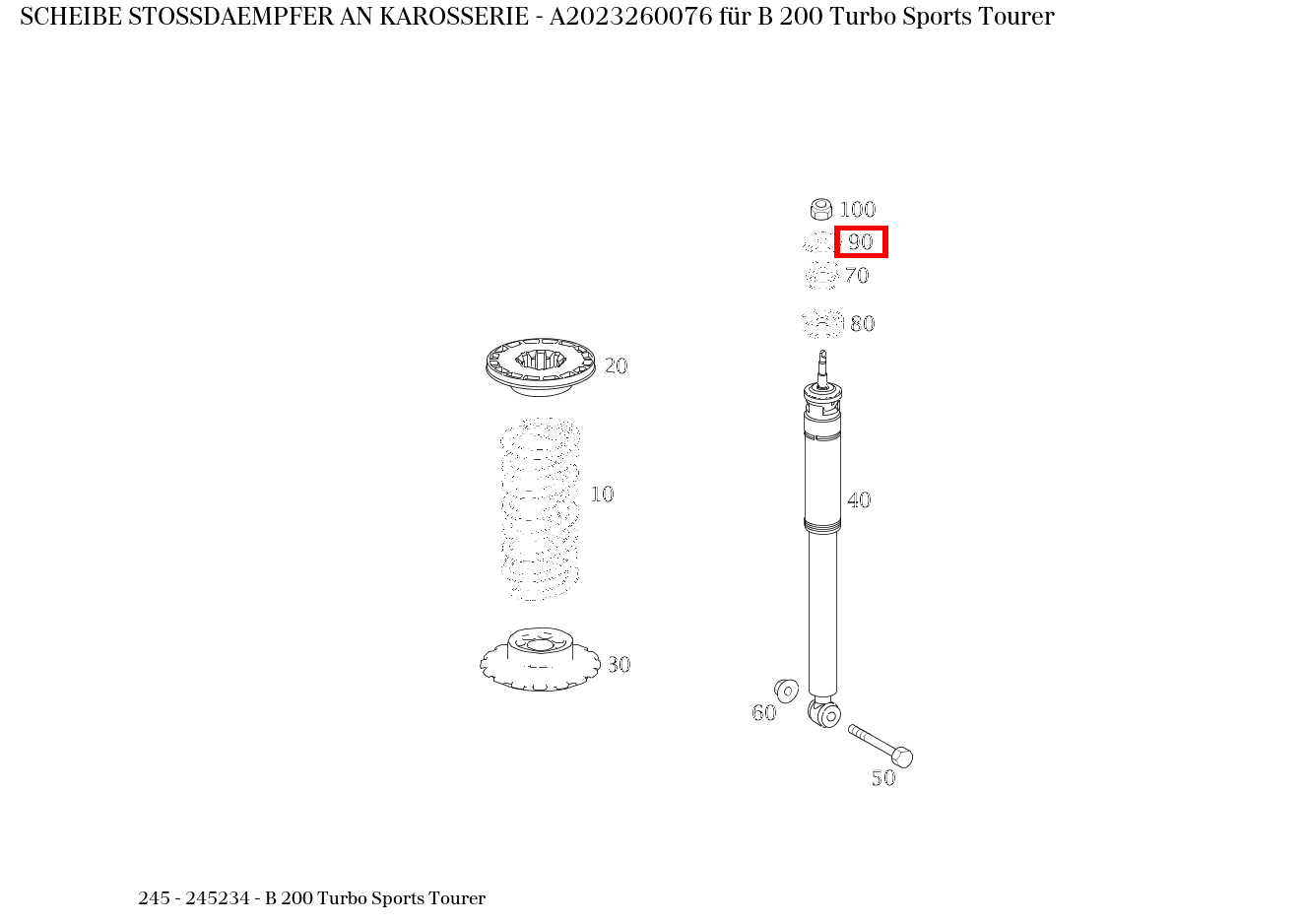 Scheibe STOSSDAEMPFER AN KAROSSERIE B 200 Turbo Sports Tourer 245 Scheibe STOSSDAEMPFER AN KAROSSERIE B 200 Turbo Sports Tourer 245