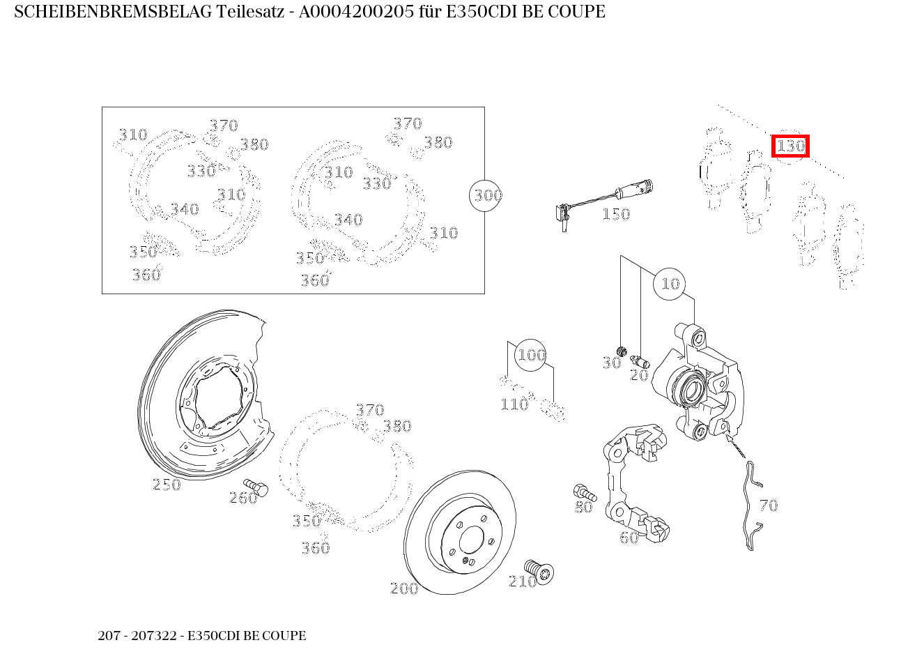Scheibenbremsbelag Teilesatz E350CDI BE COUPE 207