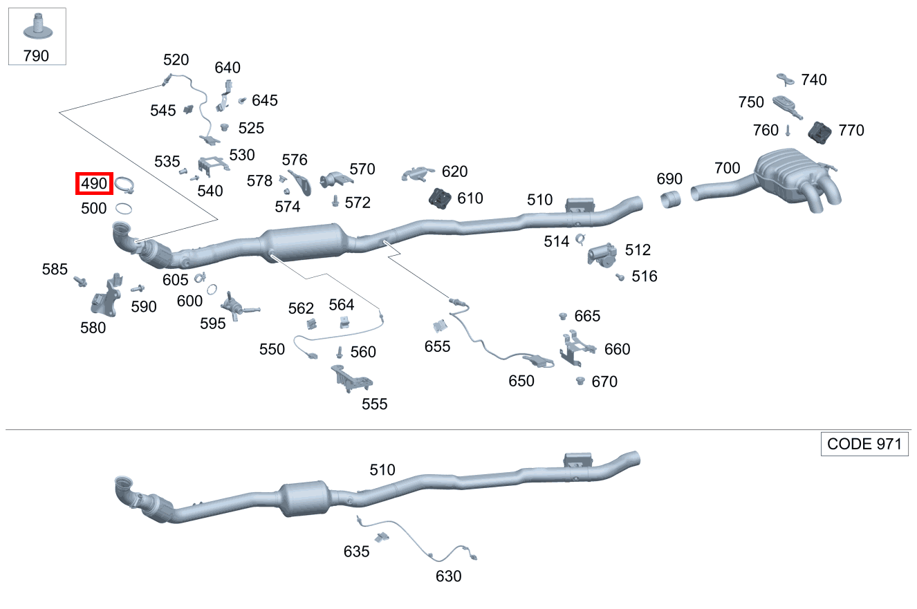 Rohrschelle Abgasanlage Befestigung Abgasleitung GLS 400 d 4MATIC 167