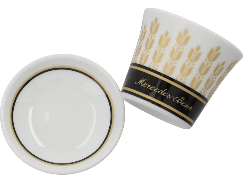 Espressotassen Set, 90 ml, 4-teilig, schwarz/weiß/goldfarben, Porzellan