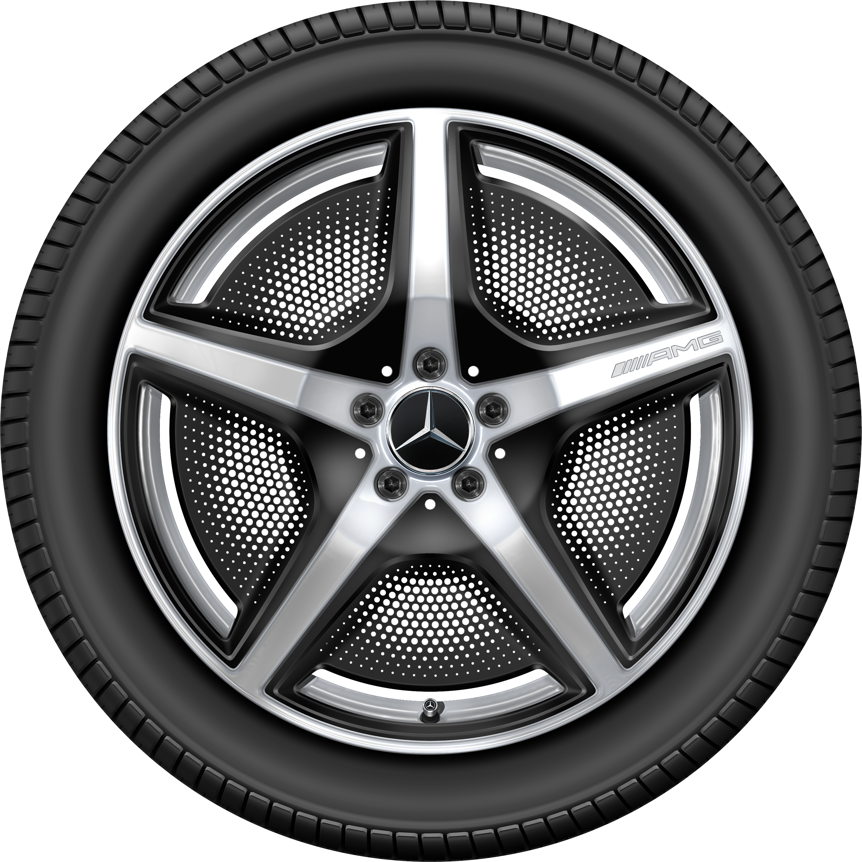 AMG 5-Speichen-Rad, 21 Zoll, 9,5 J x 21 ET 30,1, vanadiumsilber, hochglänzend