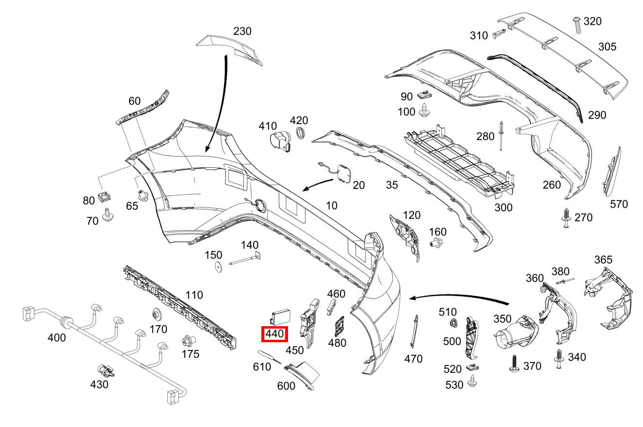 Radarsensor Links und rechts außen A250 Sport 176