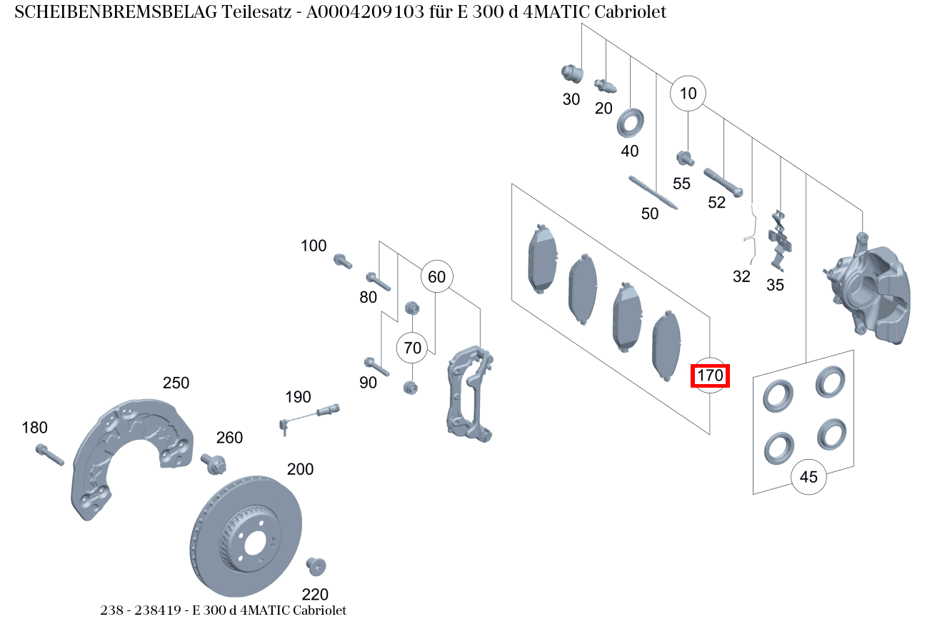 Scheibenbremsbelag Teilesatz E 300 d 4MATIC Cabriolet 238