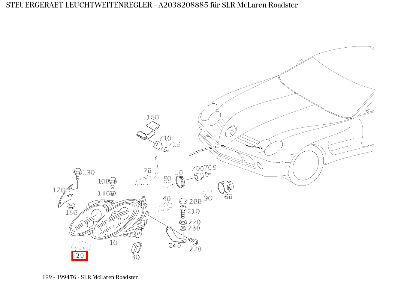 STEUERGERAET LEUCHTWEITENREGLER SLR McLaren Roadster 199