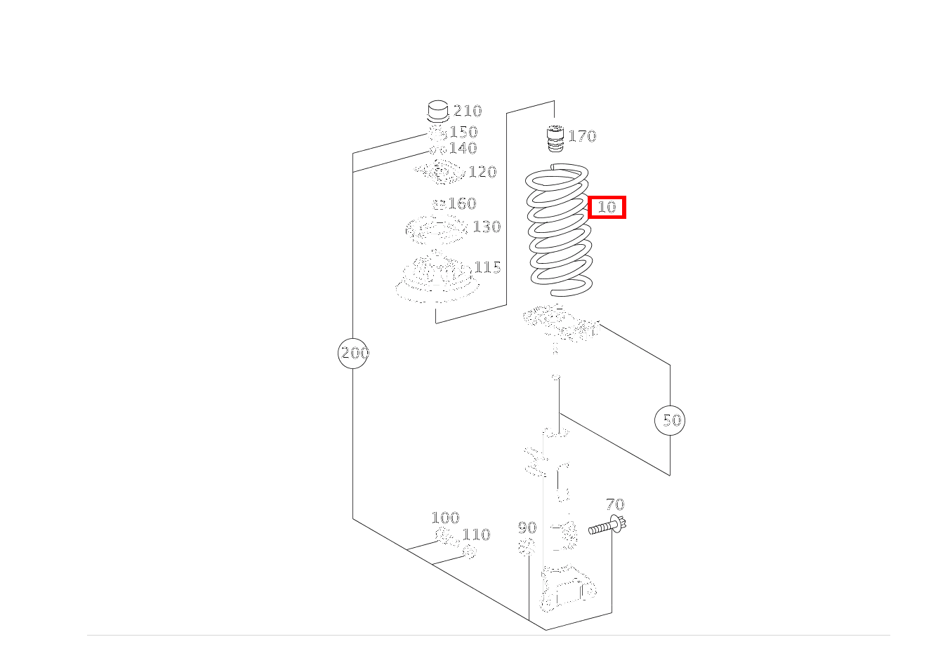 Vorderachsfeder FARBKENNZEICHNUNG: 2 X GELB / 1 X WEISS E 200 T-Limousine 210 Vorderachsfeder FARBKENNZEICHNUNG: 2 X GELB / 1 X WEISS E 200 T-Limousine 210