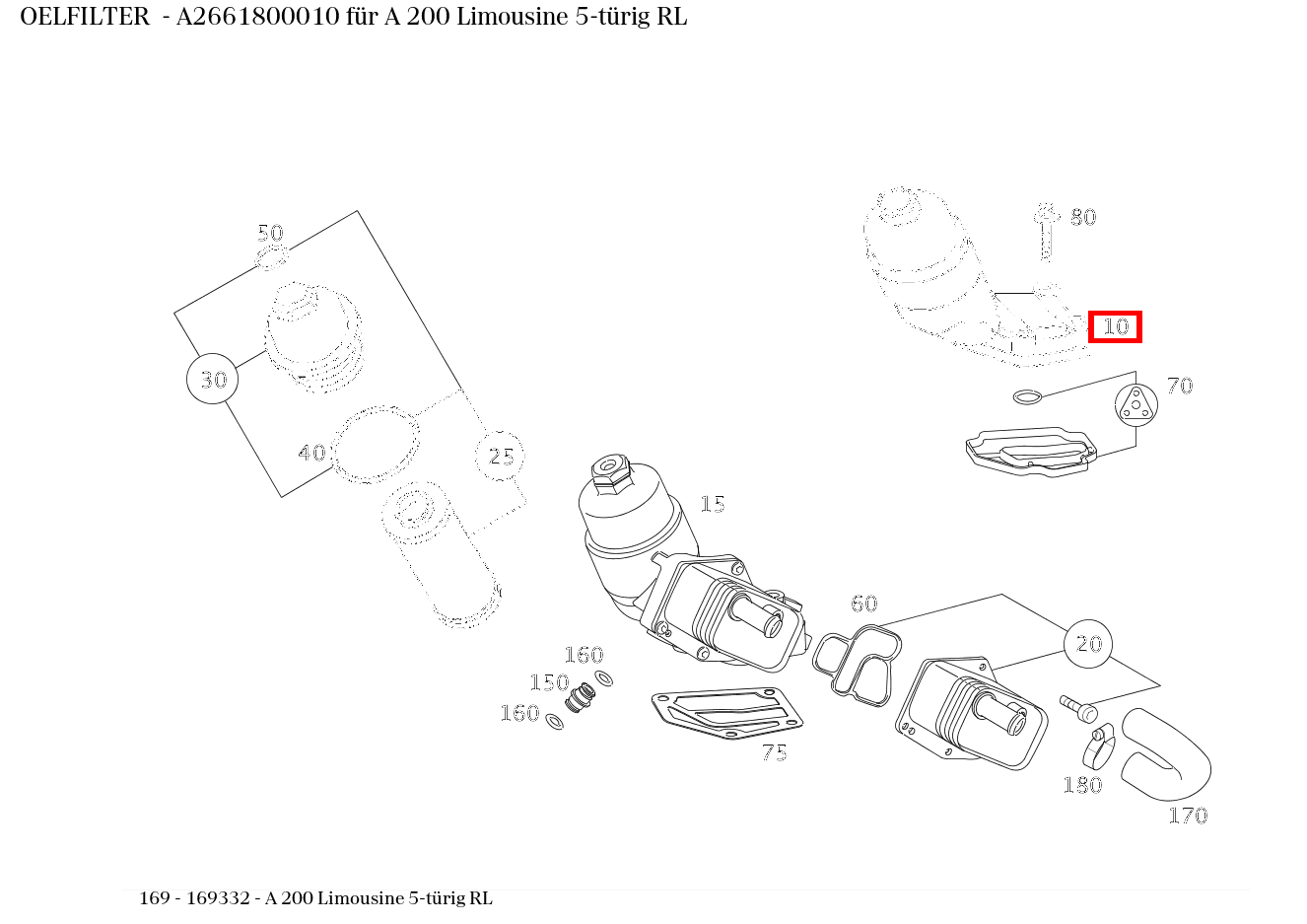 Ölfilter A 200 Limousine 5-türig RL 169 Ölfilter A 200 Limousine 5-türig RL 169
