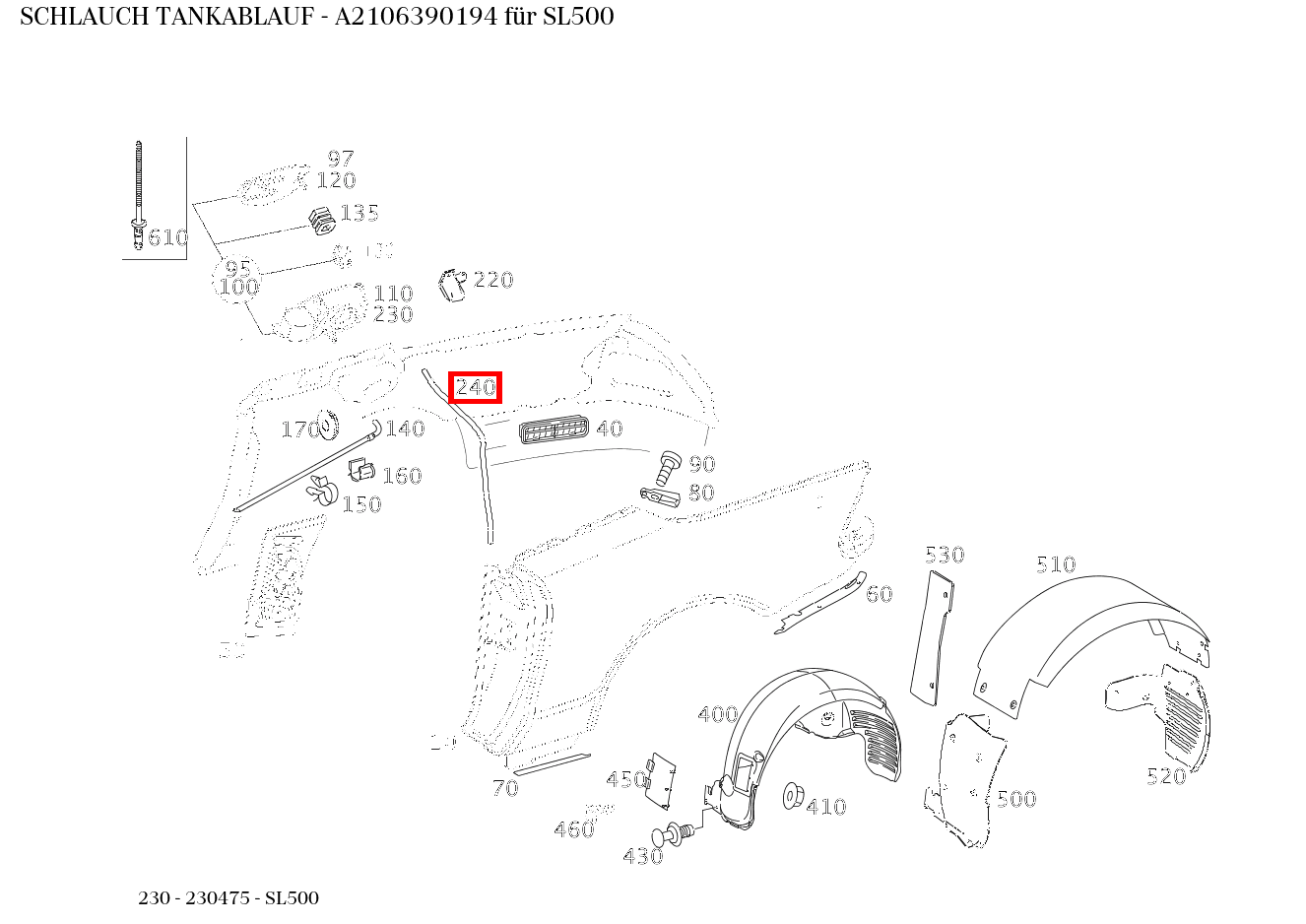 Schlauch TANKABLAUF SL500 230