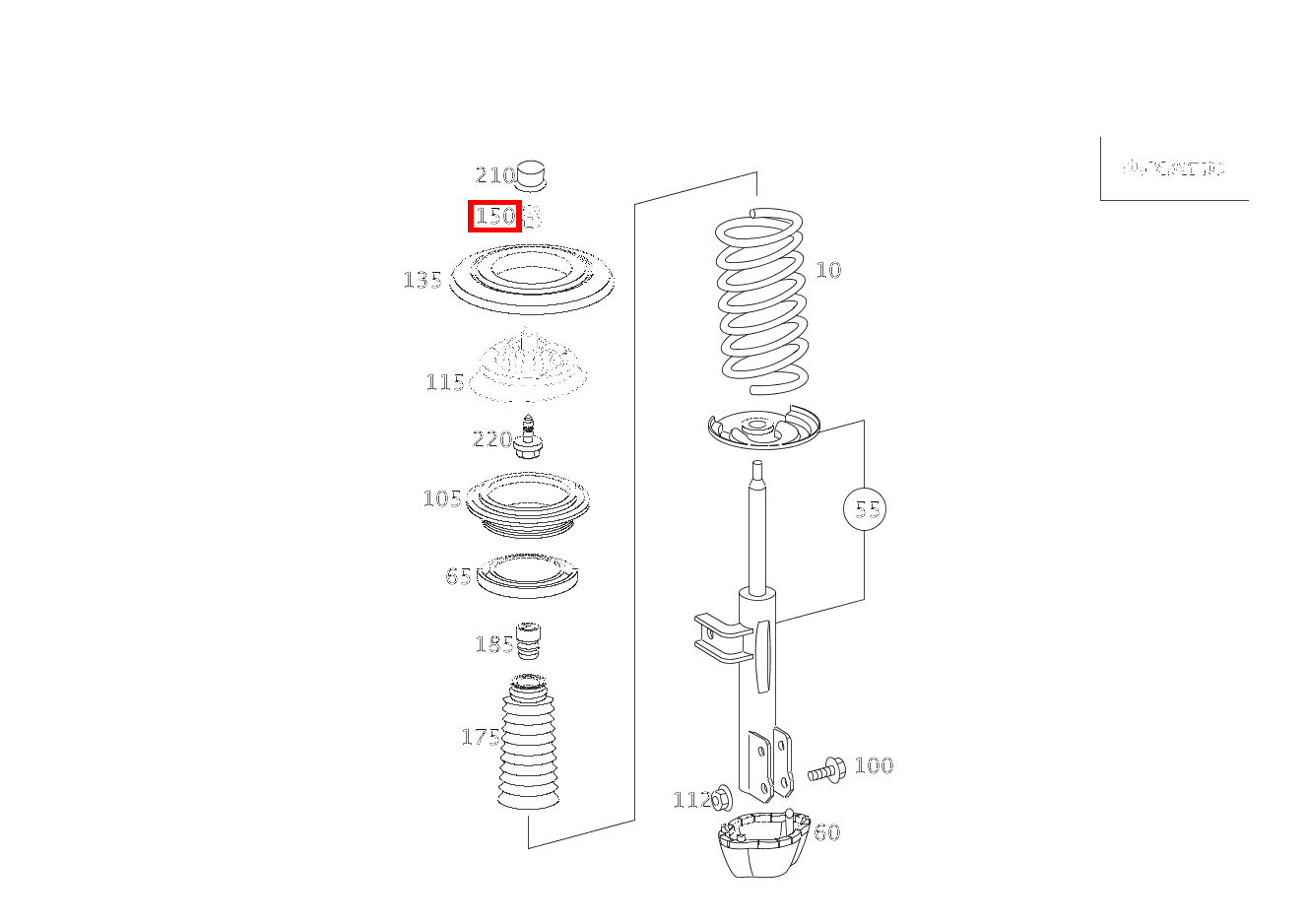 Mutter VERSCHRAUBUNG STUETZLAGER MIT KOLBENSTANGE; M14X1.5 C 280 4MATIC T-Modell 203