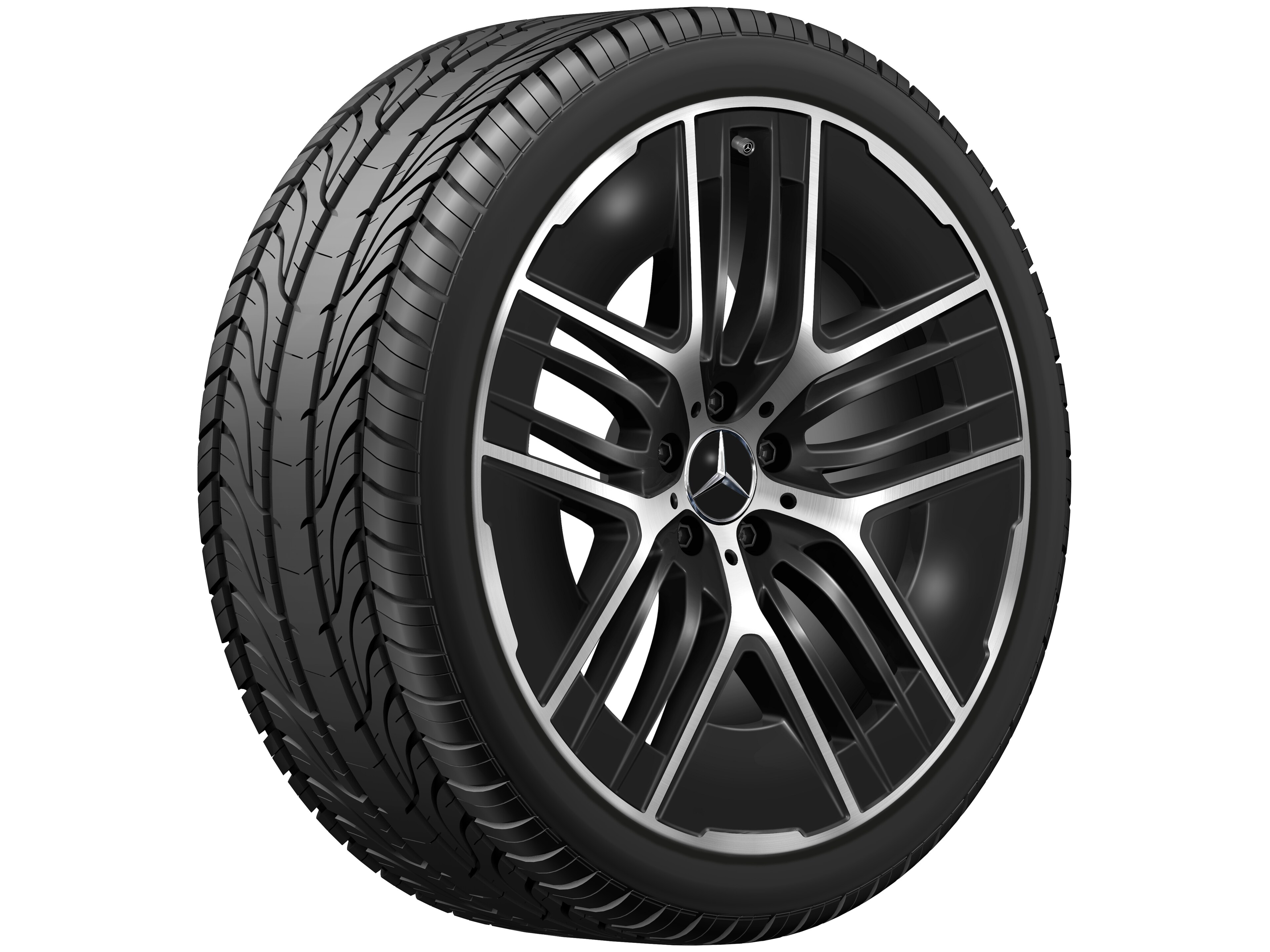 5-Y-Speichen-Rad, Aero, 21 Zoll, mit Zusatzspeichen 9,5 J x 21 ET 41,5, schwarz, glanzgedreht