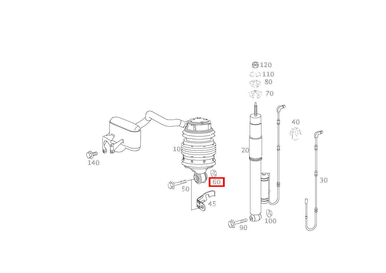 Mutter HALTER UND LUFTFEDER AN FEDERLENKER; M14X1.5 CLS 55 AMG 219