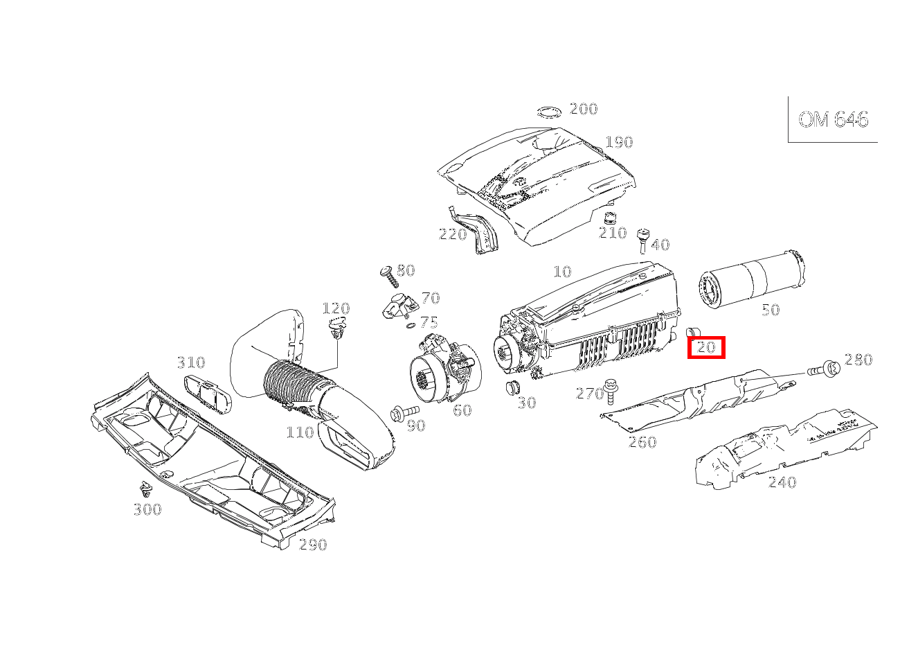 Lager AN LUFTFILTERGEHAEUSE HINTEN C220TCDI 204