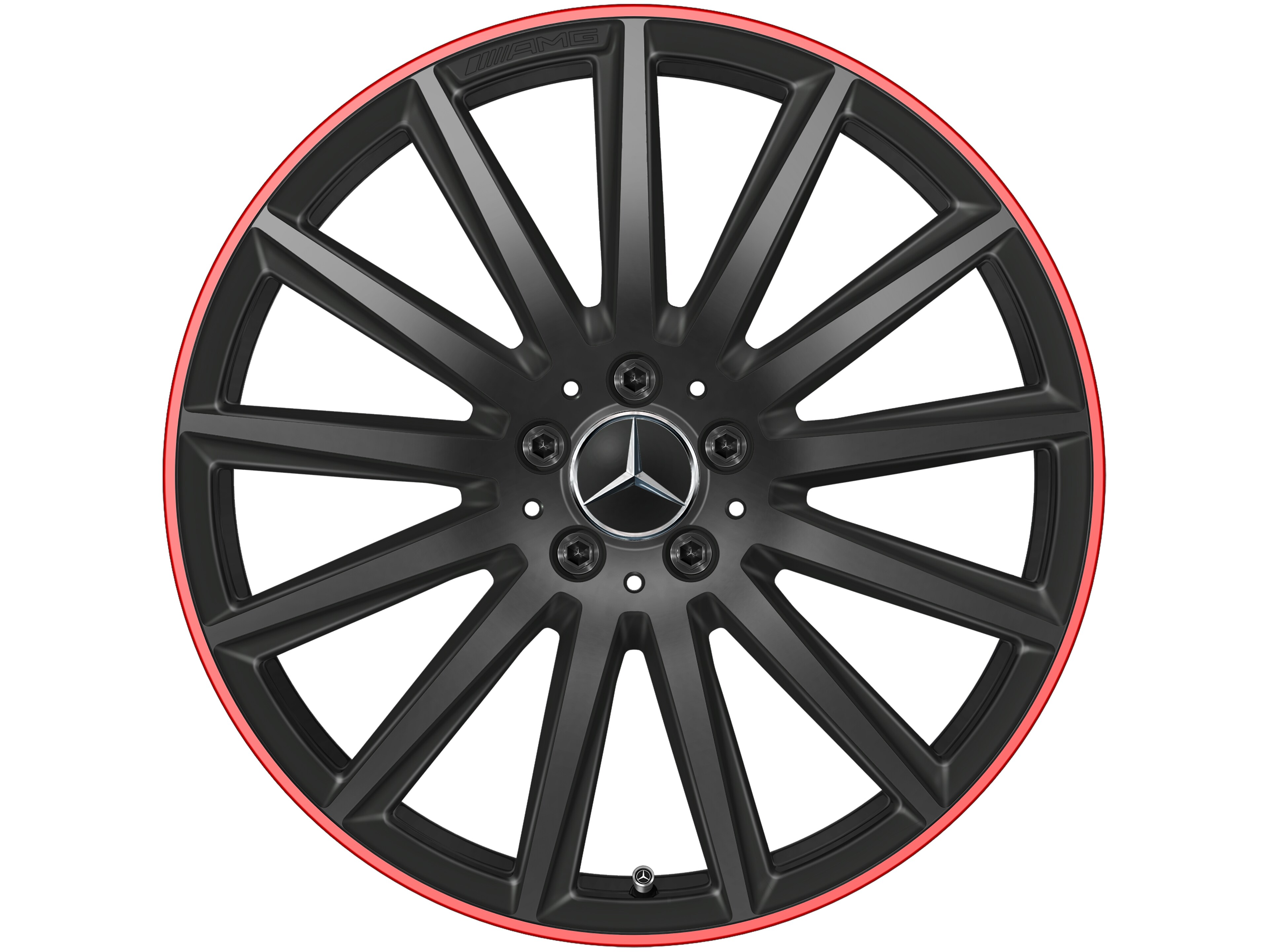 AMG Vielspeichen-Rad, 50,8 cm (20 Zoll), Felgenhorn rot lackiert 8 J x 20 ET 48, schwarz