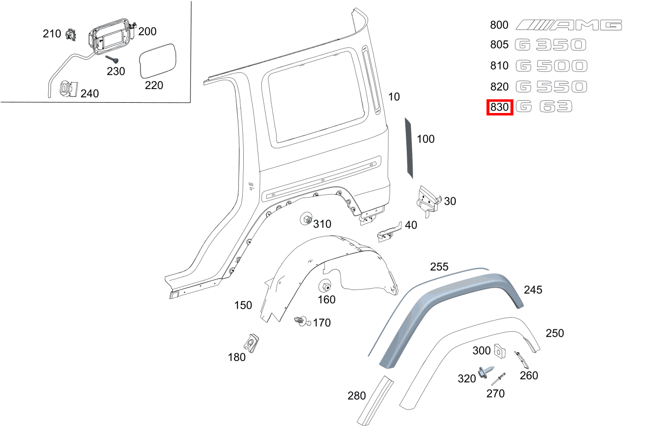 TYPENKENNZEICHEN An Rückwandtür rechts Mercedes-AMG G 63 463
