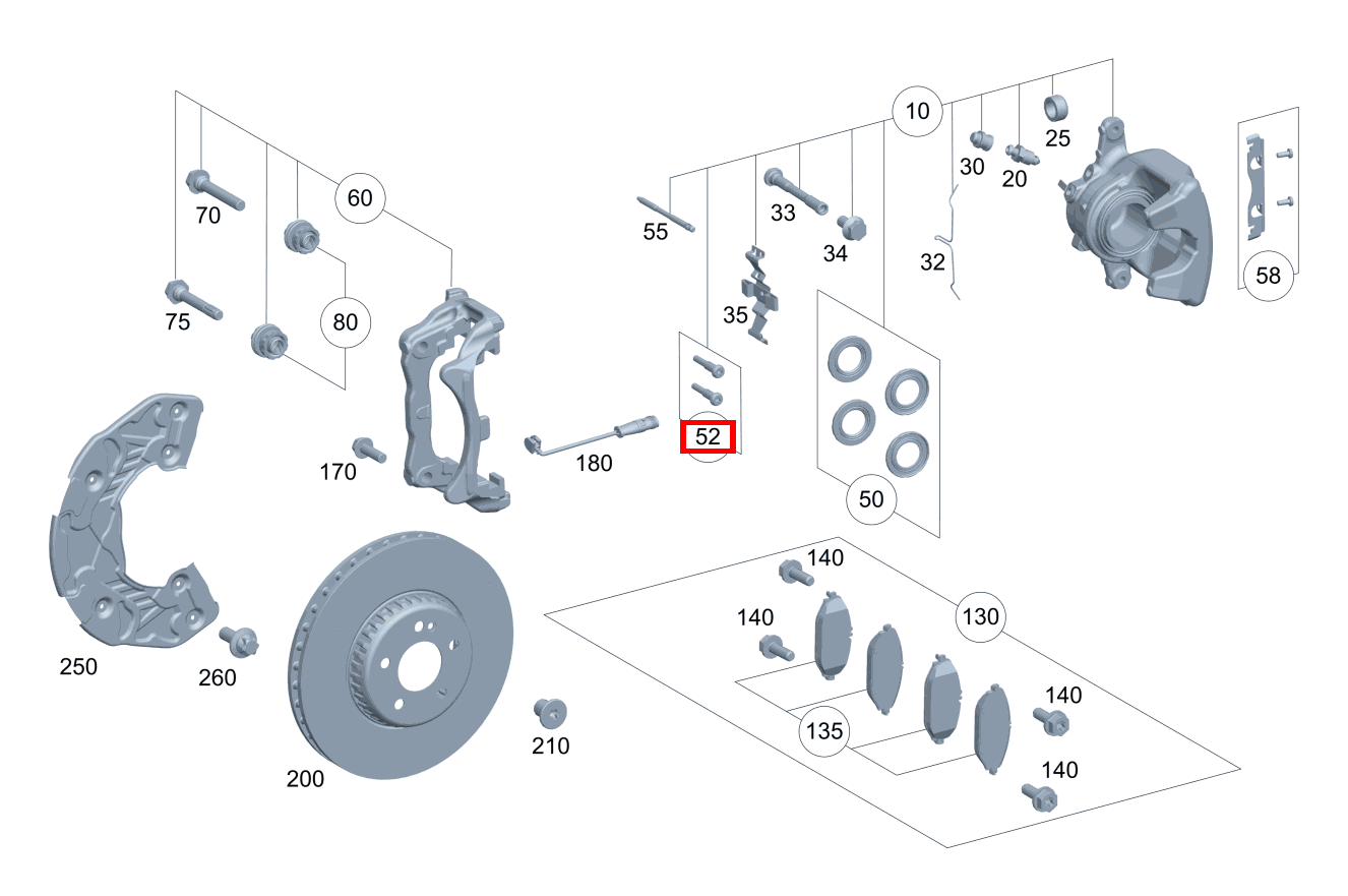 TEILESATZ FUEHRUNGSBOLZEN Für Bremssattel links und rechts Mercedes-AMG C 63 S Cabriolet 205