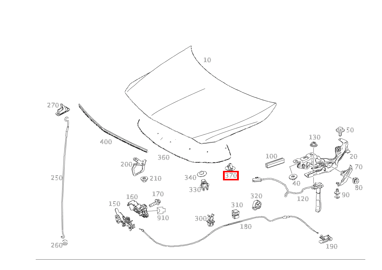 Einsteckbefestiger ABDAEMPFUNG AN MOTORHAUBE ALSD A 180 d BCA 176
