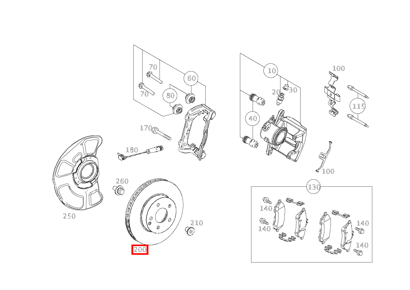 Bremsscheibe belüftet Vorne Rechts E 220 D 4M 212