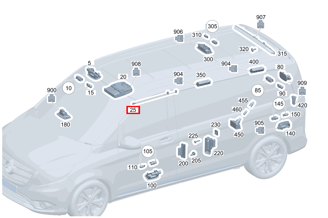Mikrofon Telefon oder Notruf-System Vito 116 CDI Kasten Lang 245