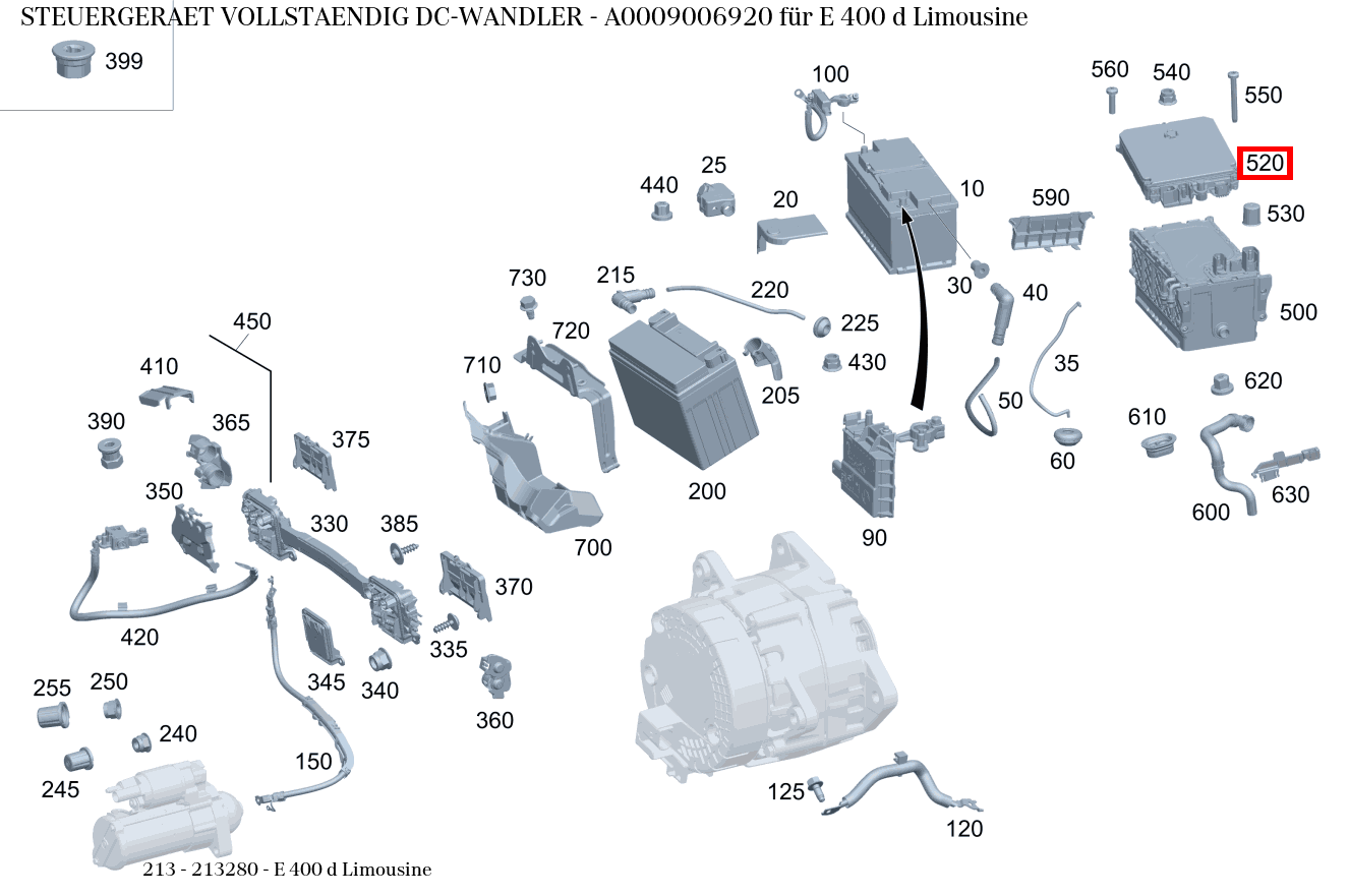 Steuergerät vollständig DC-WANDLER E 400 d Limousine 213 Steuergerät vollständig DC-WANDLER E 400 d Limousine 213