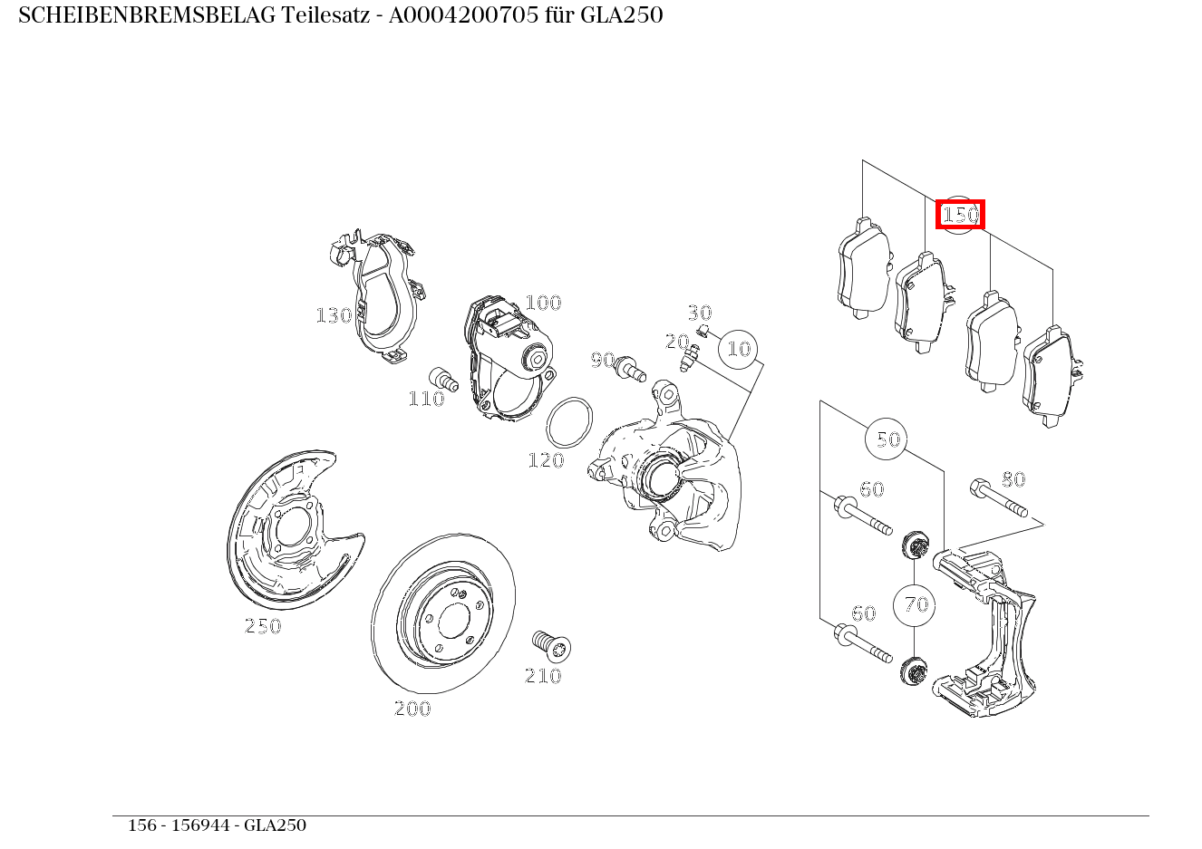 Scheibenbremsbelag Teilesatz GLA250 156 Scheibenbremsbelag Teilesatz GLA250 156
