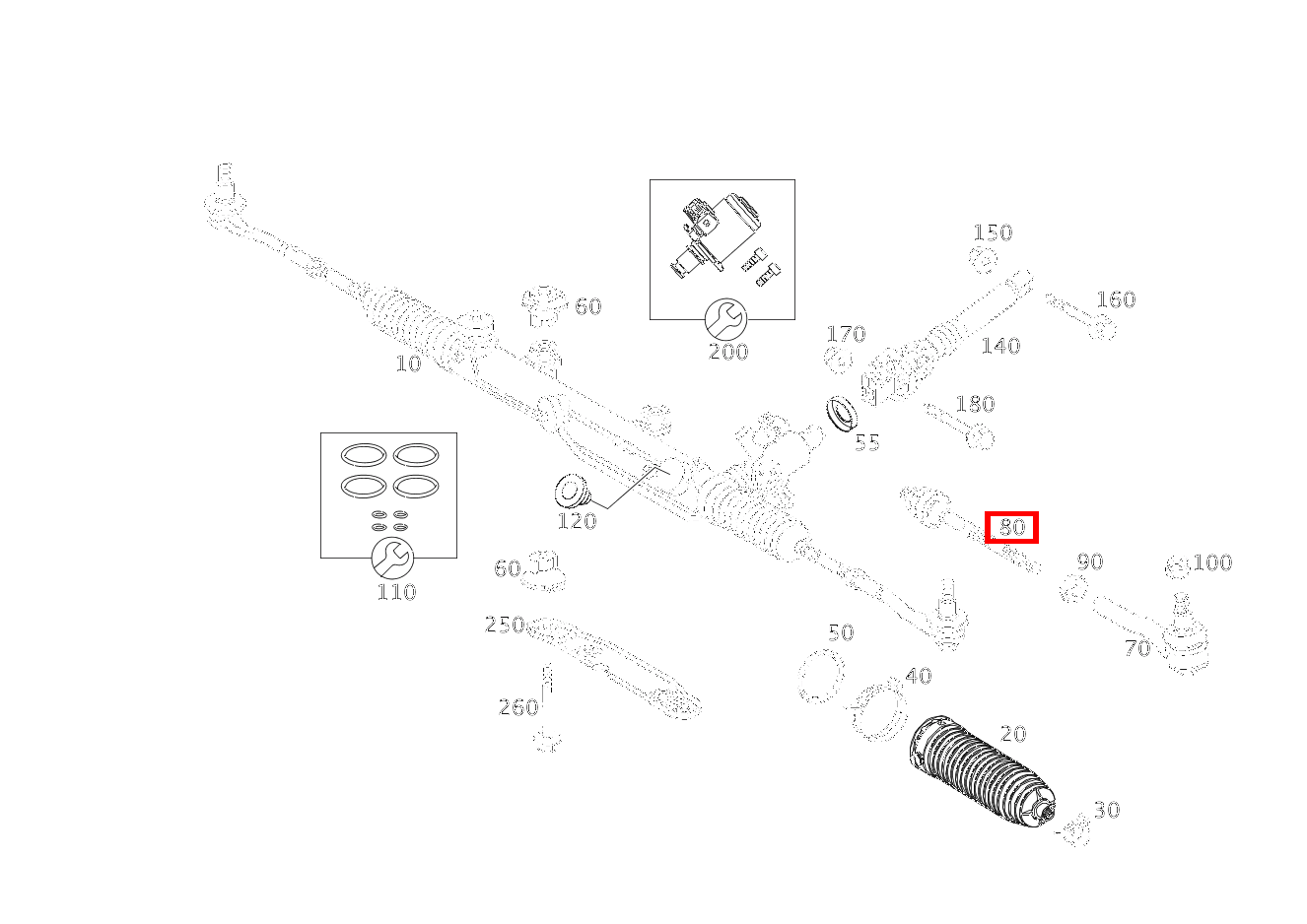 Spurstange INNEN LINKS UND RECHTS C 320 Sportcoupé 203