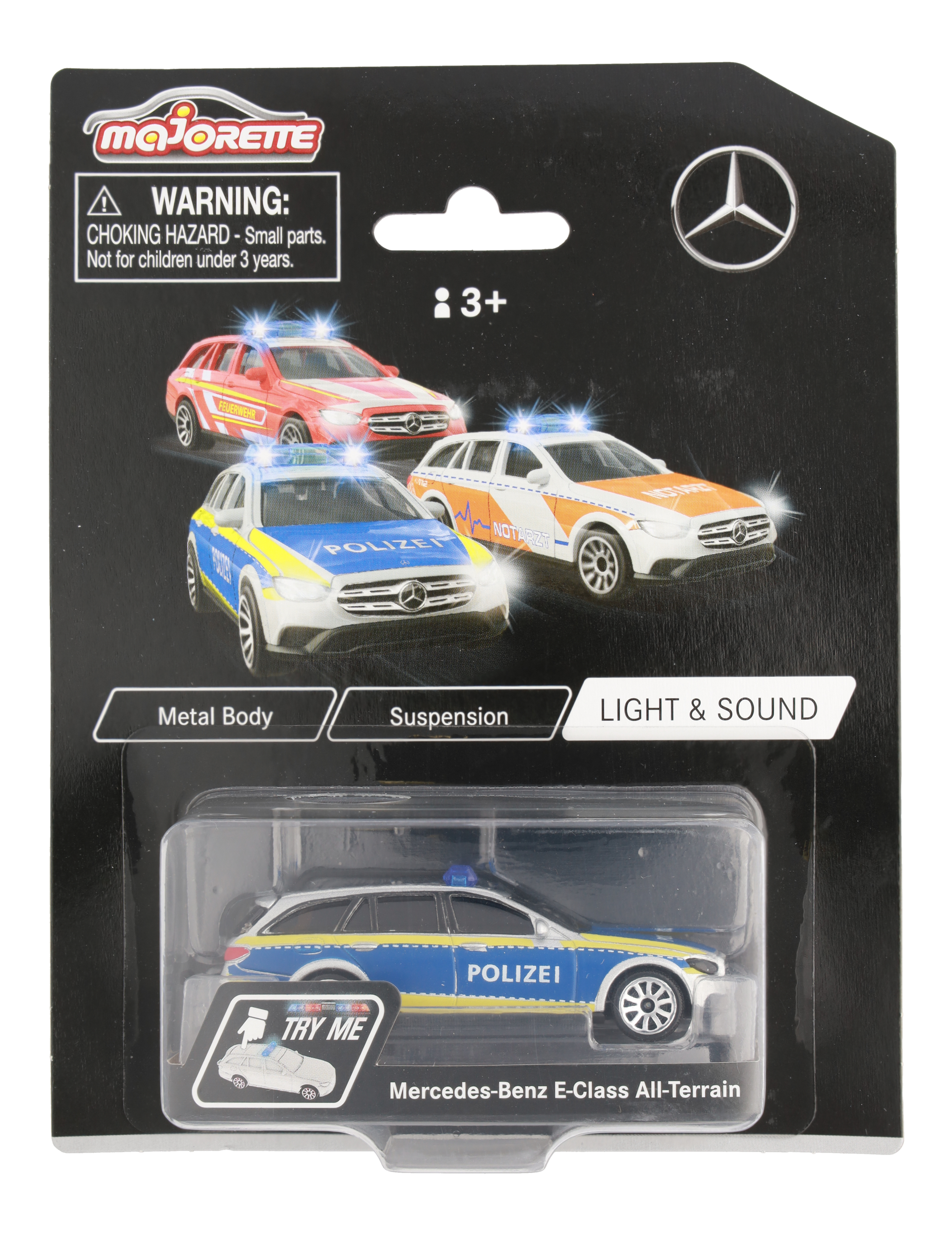Mercedes-Benz - E-Klasse, T-Modell All-Terrain, S213, Polizei silberfarben, Majorette, 7,62 cm (3 Zoll)