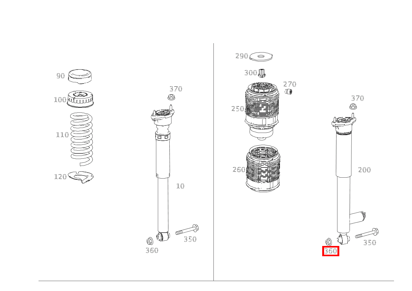 Mutter Stoßdämpfer an Federlenker; M10 E 350 4MATIC Limousine BCA 212