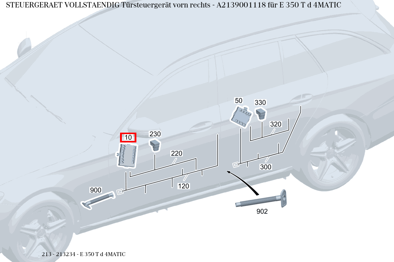 Steuergerät vollständig Türsteuergerät vorn rechts E 350 T d 4MATIC 213 Steuergerät vollständig Türsteuergerät vorn rechts E 350 T d 4MATIC 213