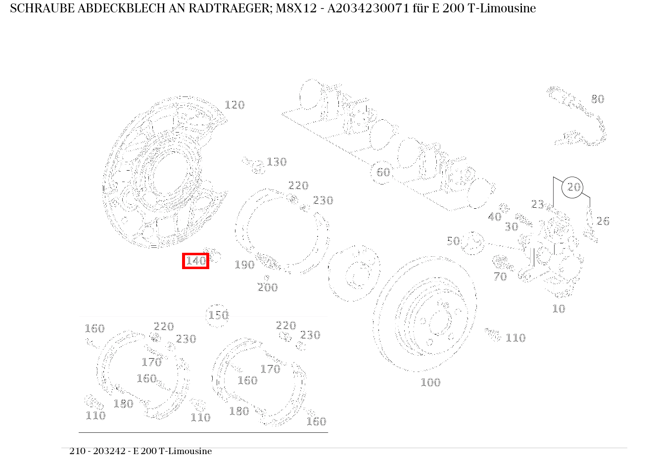 Schraube ABDECKBLECH AN RADTRAEGER; M8X12 E 200 T-Limousine 210