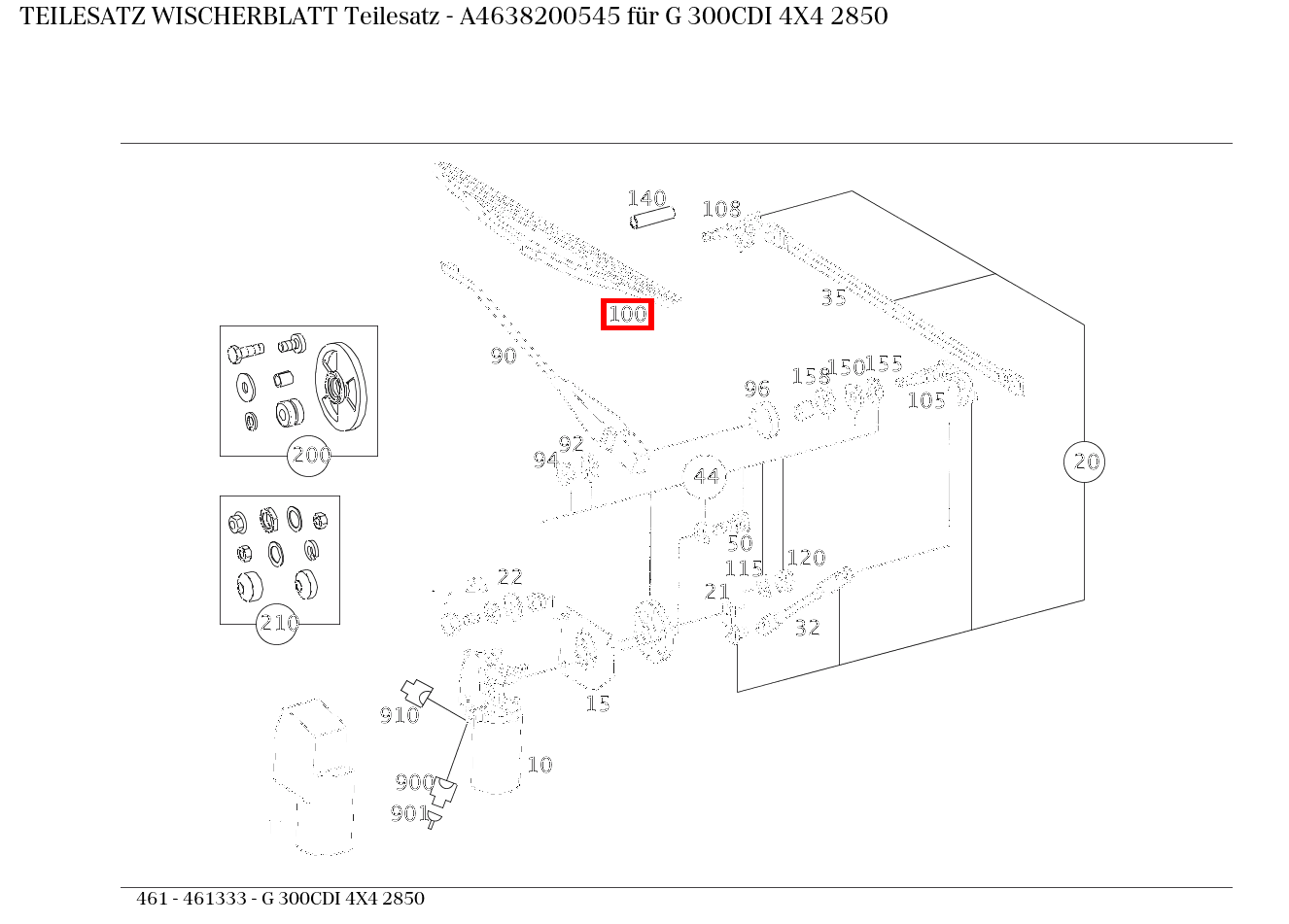 Teilesatz Wischerblatt Teilesatz G 300CDI 4X4 2850 461