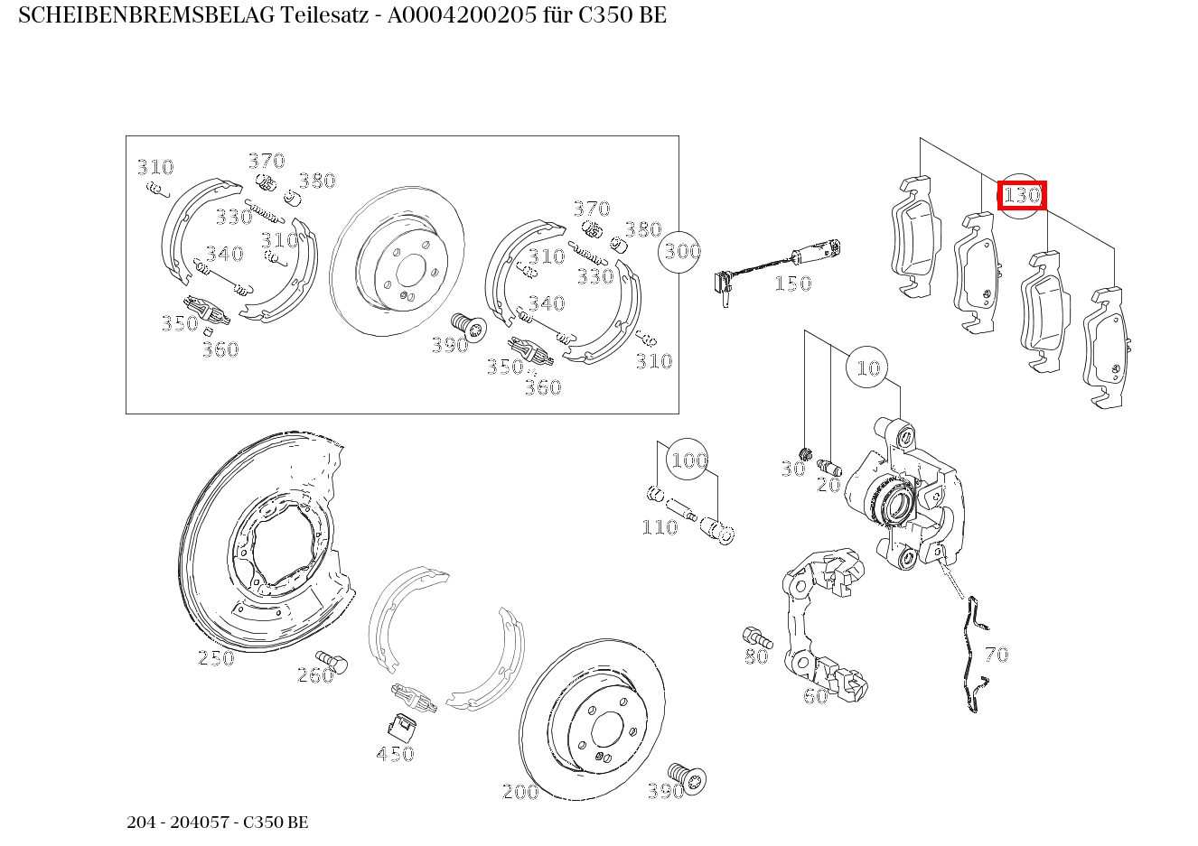 Scheibenbremsbelag Teilesatz C350 BE 204