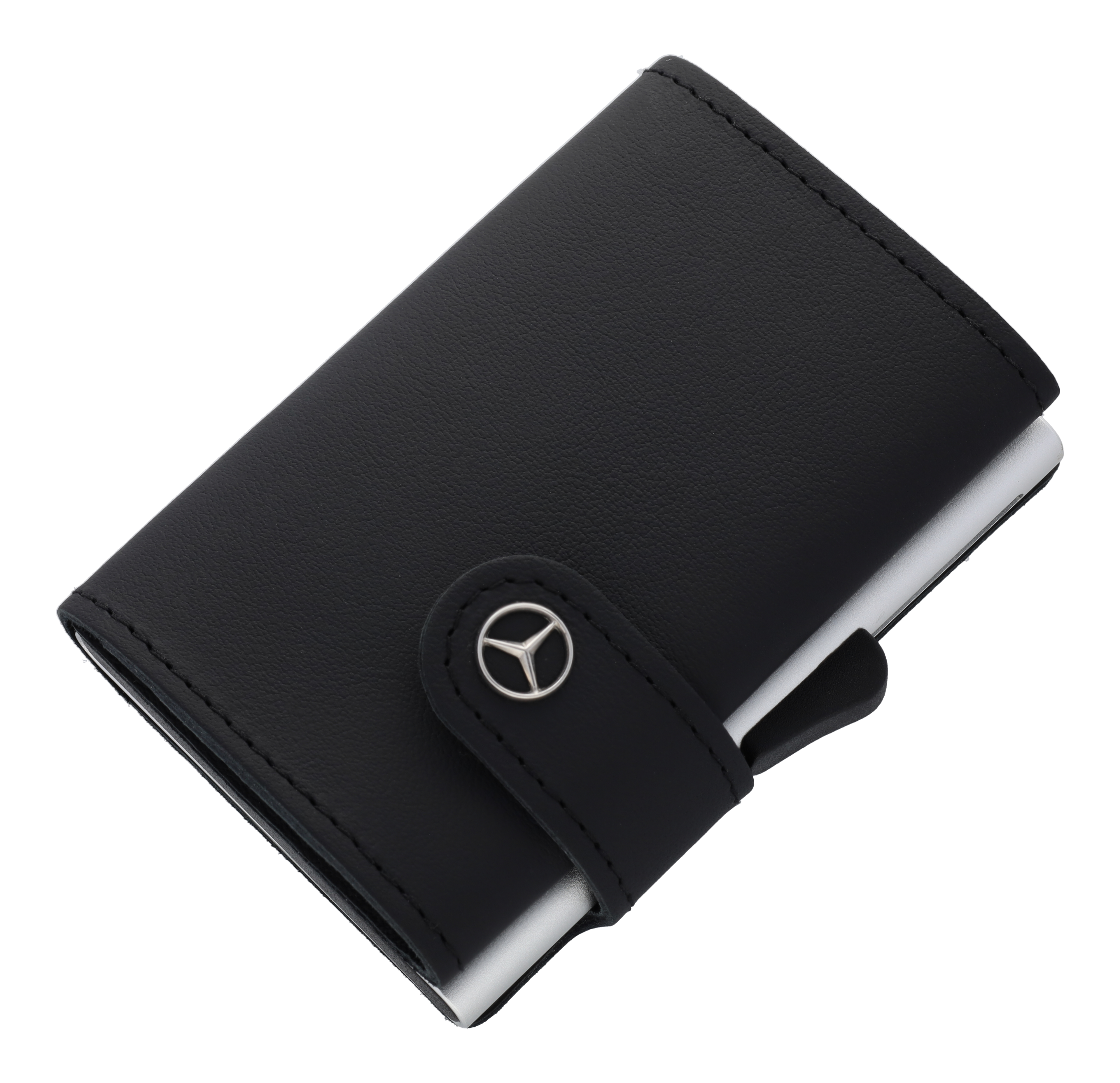 Mini-Geldbörse schwarz, Rindleder