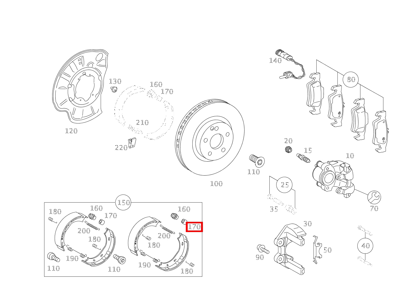 STUETZBUCHSE BREMSBACKENNACHSTELLUNG S 550 Limousine lang BCA 221 STUETZBUCHSE BREMSBACKENNACHSTELLUNG S 550 Limousine lang BCA 221