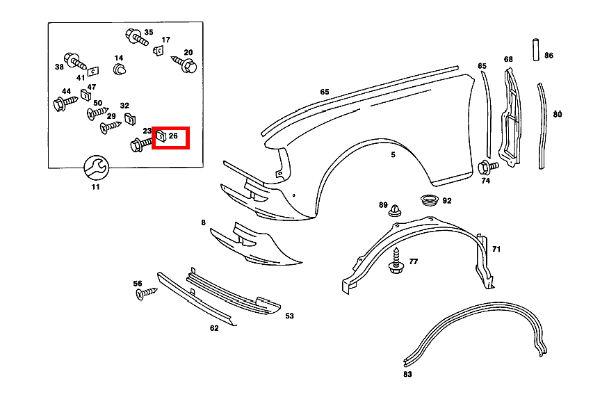 CLIPSMUTTER BLECHSCHRAUBE VORDERKOTFLUEGEL AN VERSTEIFUNG VORN 230 TE 123