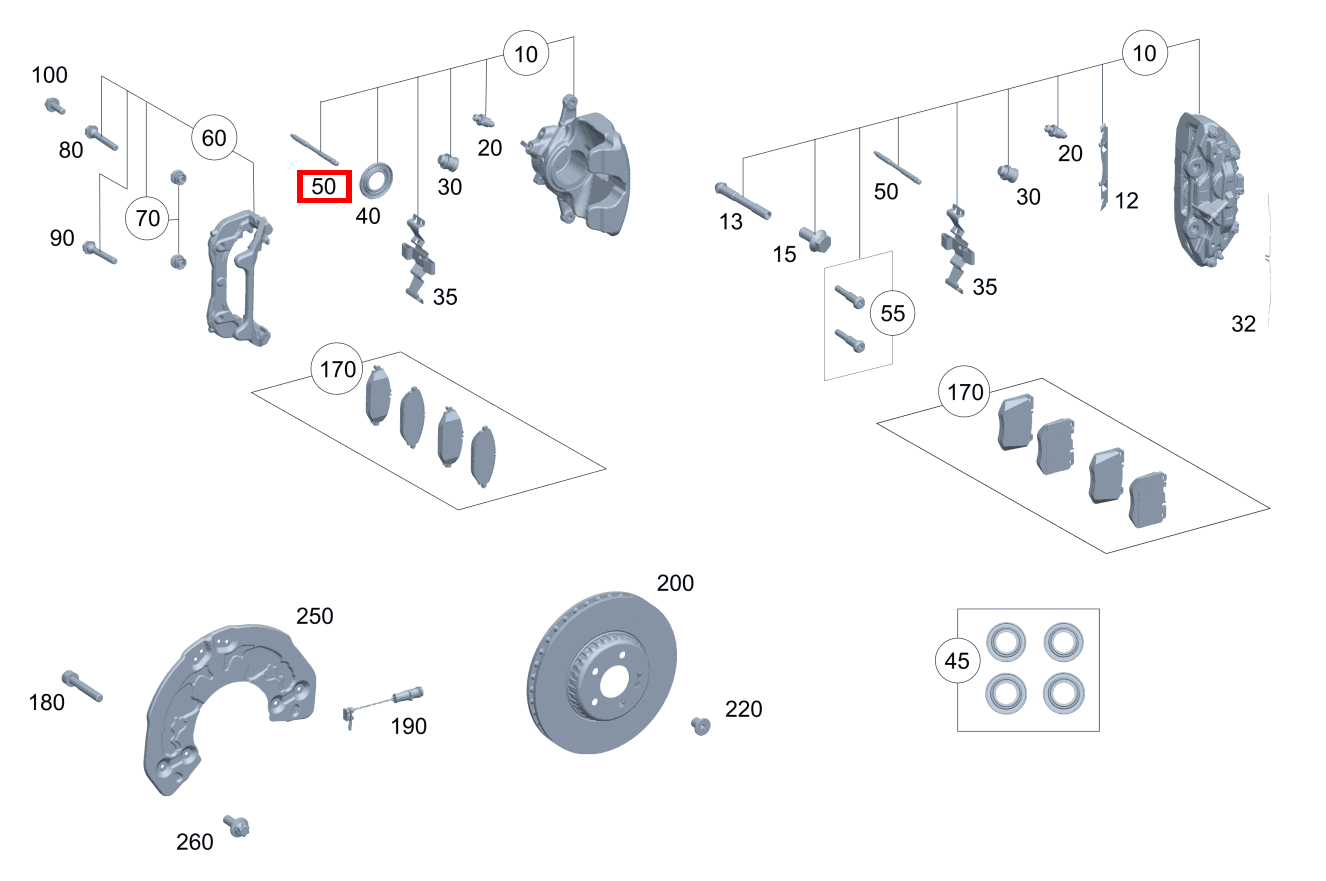 FUEHRUNGSBOLZEN Bremssattel links und rechts E 450 4MATIC T-Modell 213 FUEHRUNGSBOLZEN Bremssattel links und rechts E 450 4MATIC T-Modell 213