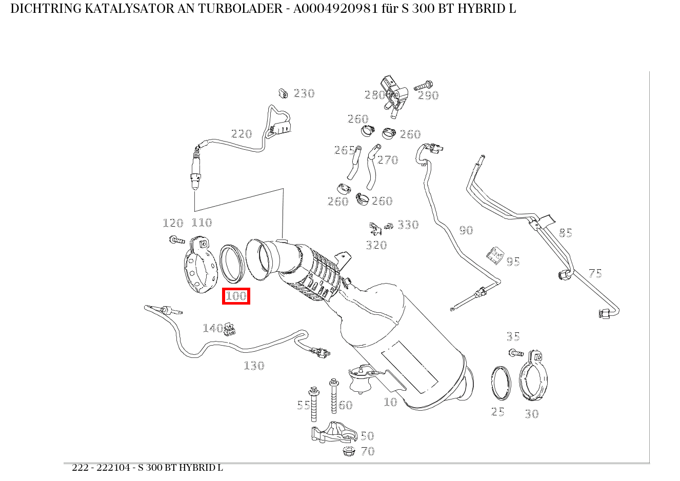 Dichtring KATALYSATOR AN TURBOLADER S 300 BT HYBRID L 222