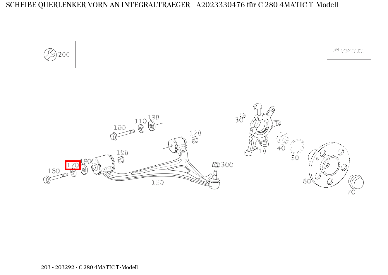 Scheibe QUERLENKER VORN AN INTEGRALTRAEGER C 280 4MATIC T-Modell 203