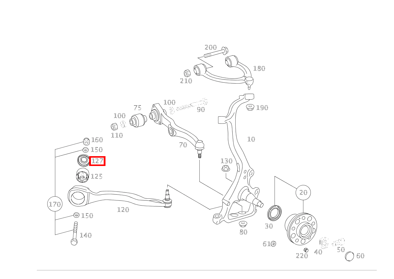 Elastomermanschette LAGER LINKS UND RECHTS S 550 Limousine lang BCA 221