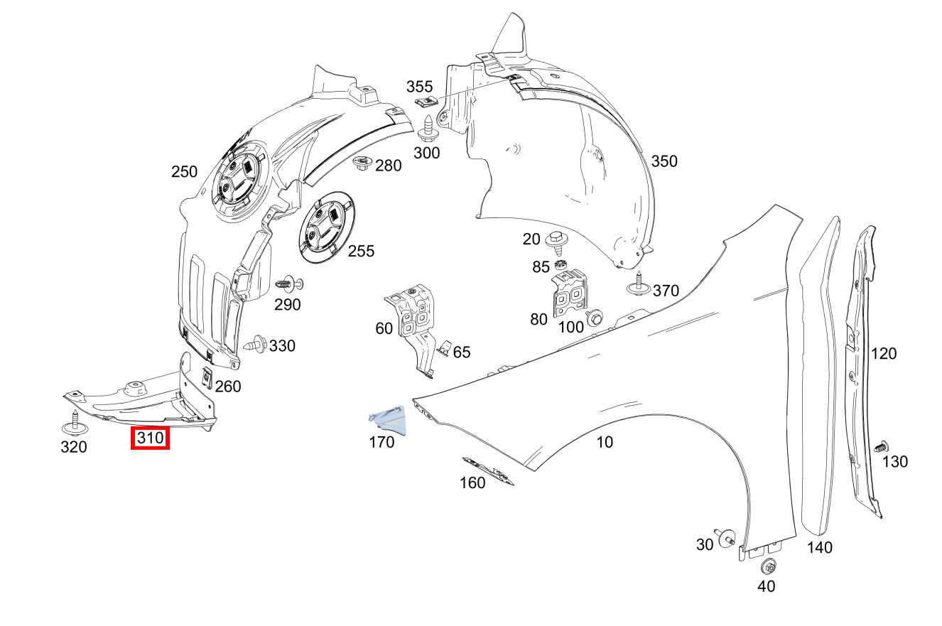 RADLAUFABDECKUNG Vorn links unten Mercedes-AMG A 35 4MATIC Limousine 177 RADLAUFABDECKUNG Vorn links unten Mercedes-AMG A 35 4MATIC Limousine 177
