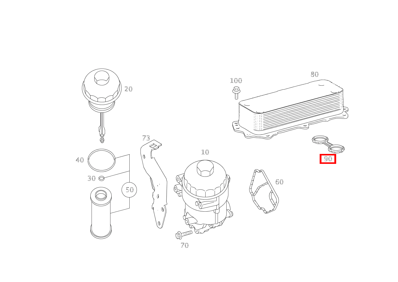 FORMDICHTUNG Ölkühler an Zylinderkurbelgehäuse E 420 CDI Limousine 211