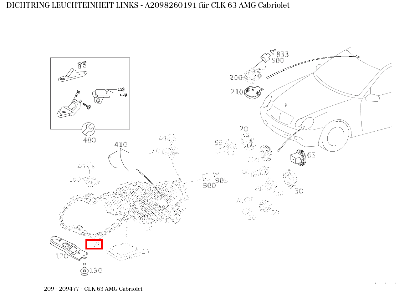 Dichtring LEUCHTEINHEIT LINKS CLK 63 AMG Cabriolet 209 Dichtring LEUCHTEINHEIT LINKS CLK 63 AMG Cabriolet 209