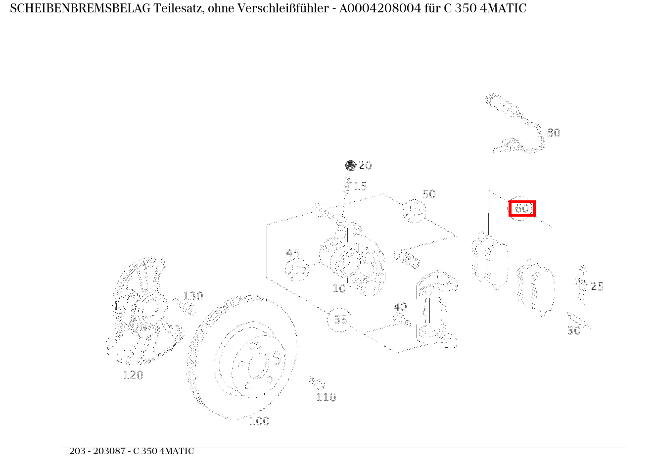 Scheibenbremsbelag Teilesatz, ohne Verschleißfühler C 350 4MATIC 203