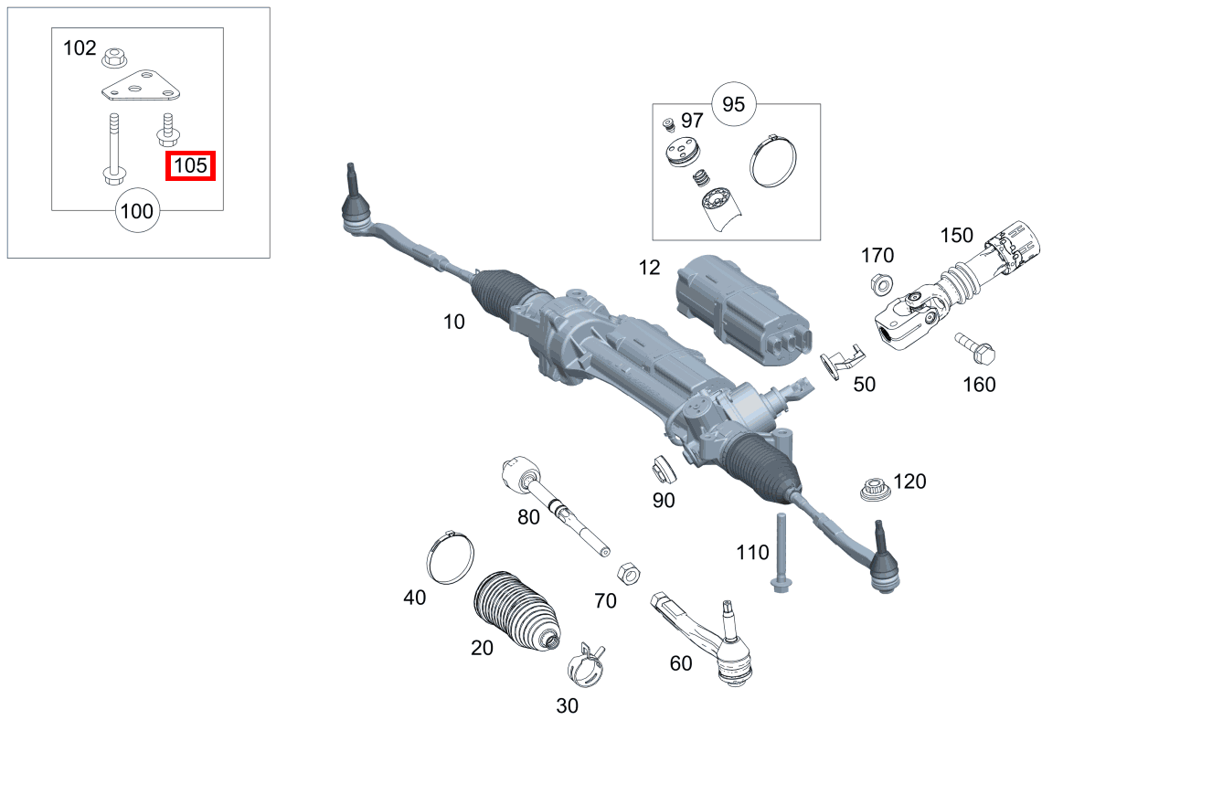 Sechskantschraube Befestigung Lenkgetriebe; M10X25 CLK 320 COUPE 209 Sechskantschraube Befestigung Lenkgetriebe; M10X25 CLK 320 COUPE 209