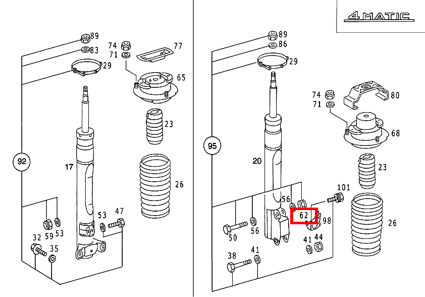 Mutter DAEMPFERBEIN AN ACHSSCHENKEL OBEN 300TDT/E300DTDT 4M 124 Mutter DAEMPFERBEIN AN ACHSSCHENKEL OBEN 300TDT/E300DTDT 4M 124