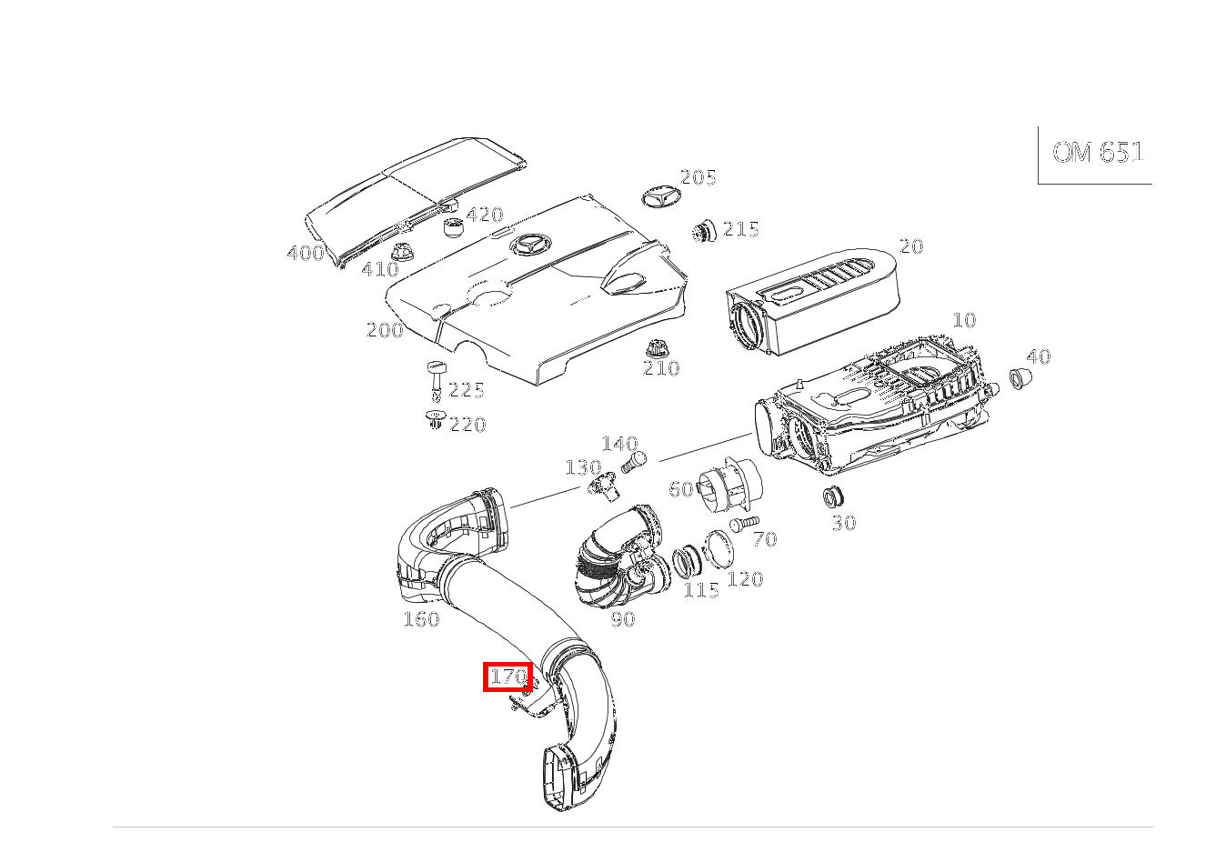 Verschluss LUFTLEITUNG AN QUERTRAEGER OBEN S250CDIL BE 221